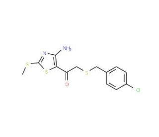 1-(4-Amino-2-(methylthio)thiazol-5-yl)-2-(4-chlorobenzylthio)ethanone - chemical structure image