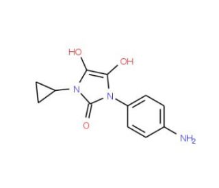 1-(4-aminophenyl)-3-cyclopropyl-4,5-dihydroxy-1,3-dihydro-2H-imidazol-2-one - chemical structure image