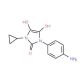 1-(4-aminophenyl)-3-cyclopropyl-4,5-dihydroxy-1,3-dihydro-2H-imidazol-2-one - chemical structure image