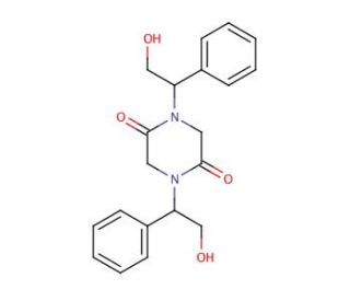 1,4-Bis-(2-Hydroxy-1-phenyl-ethyl)-piperazine-2,5-dione (CAS 7592-99-6) - chemical structure image