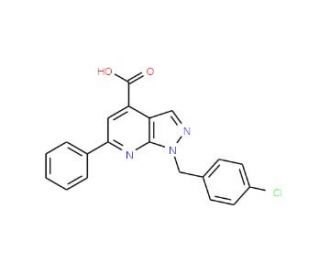 1-(4-chlorobenzyl)-6-phenyl-1H-pyrazolo[3,4-b]pyridine-4-carboxylic acid - chemical structure image