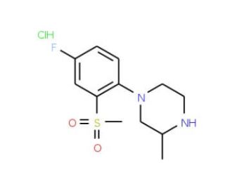 1-[4-Fluoro-2-(methylsulfonyl)phenyl]-3-methylpiperazine hydrochloride - chemical structure image