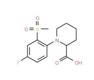 1-[4-Fluoro-2-(methylsulfonyl)phenyl]piperidine-2-carboxylic acid - chemical structure image