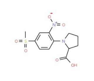 1-[4-(Methylsulfonyl)-2-nitrophenyl]pyrrolidine-2-carboxylic acid (CAS 93001-20-8) - chemical structure image