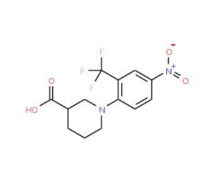 1-[4-Nitro-2-(trifluoromethyl)phenyl]-3-piperidinecarboxylic acid - chemical structure image