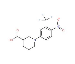 1-([4-Nitro-3-(trifluoromethyl)phenyl]piperidine-3-carboxylic acid - chemical structure image