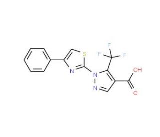 1-(4-Phenyl-1,3-thiazol-2-yl)-5-(trifluoromethyl)-1H-pyrazole-4-carboxylic acid (CAS 159885-80-0) - chemical structure image