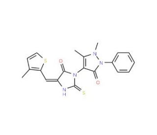 1,5-Dimethyl-4-[4-(3-methyl-thiophen-2-ylmethylene)-5-oxo-2-thioxo-imidazolidin-1-yl]-2-phenyl-1,2-dihydro-pyrazol-3-one (CAS