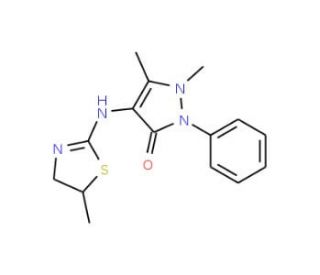 1,5-Dimethyl-4-(5-methyl-4,5-dihydro-thiazol-2-ylamino)-2-phenyl-1,2-dihydro-pyrazol-3-one - chemical structure image