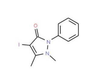 1,5-Dimethyl-4-iodo-2-phenyl-1,2-dihydro-pyrazol-3-one (CAS 129-81-7) - chemical structure image