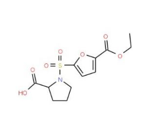 1-{[5-(ethoxycarbonyl)-2-furyl]sulfonyl}pyrrolidine-2-carboxylic acid - chemical structure image