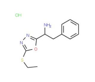 1-(5-Ethylsulfanyl-[1,3,4]oxadiazol-2-yl)-2-phenyl-ethylamine hydrochloride - chemical structure image