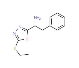 1-(5-Ethylsulfanyl-[1,3,4]oxadiazol-2-yl)-2-phenyl-ethylamine - chemical structure image