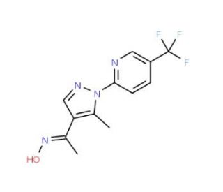 1-{5-methyl-1-[5-(trifluoromethyl)pyridin-2-yl]-1H-pyrazol-4-yl}ethanone oxime - chemical structure image