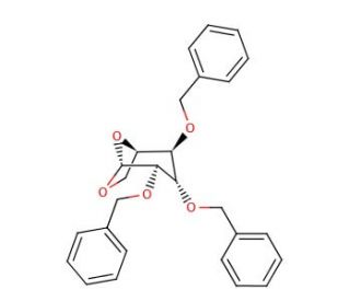 1,6-Anhydro-2,3,4-tri-O-benzyl-&beta;-D-glucopyranose (CAS 10548-46-6) - chemical structure image