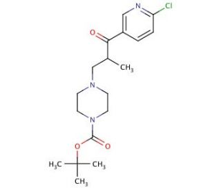 1-(6-Chloro-pyridin-3-yl)-2-methyl-3-(4-Boc-piperazin-1-yl)-propan-1-one (CAS 886365-66-8) - chemical structure image