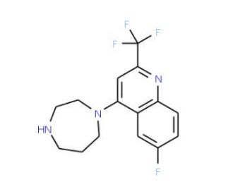 1-[6-Fluoro-2-(trifluoromethyl)quinolin-4-yl]homopiperazine (CAS 541539-67-7) - chemical structure image