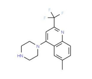 1-[6-Methyl-2-(trifluoromethyl)quinol-4-yl]piperazine (CAS 544429-25-6) - chemical structure image