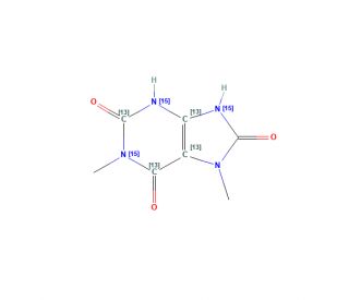 1,7-Dimethyluric acid-2,4,5,6-13C4-1,3,9-15N3 (CAS 1173023-17-0) - chemical structure image