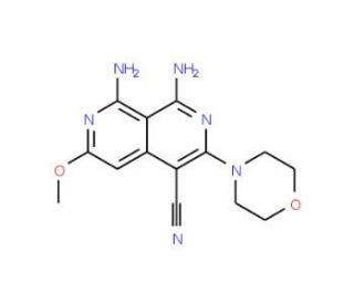 1,8-diamino-6-methoxy-3-morpholin-4-yl-2,7-naphthyridine-4-carbonitrile - chemical structure image