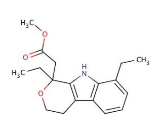 1,8-Diethyl-1,3,4,9-tetrahydro-pyrano[3,4-b]indole-1-acetic Acid Methyl Ester (CAS 122188-02-7) - chemical structure image