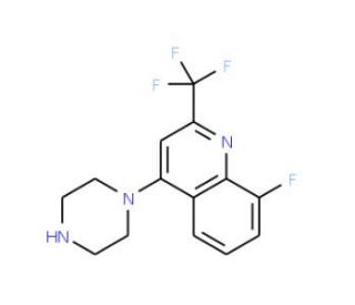 1-[8-Fluoro-2-(trifluoromethyl)quinolin-4-yl]piperazine - chemical structure image