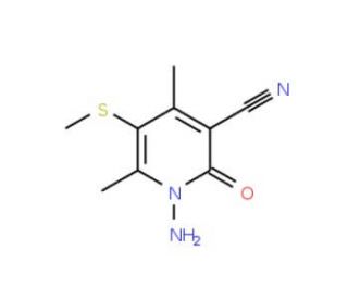 1-amino-4,6-dimethyl-5-(methylthio)-2-oxo-1,2-dihydropyridine-3-carbonitrile (CAS 120456-35-1) - chemical structure image