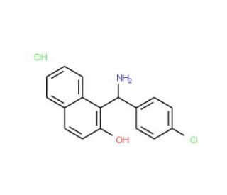 1-[Amino-(4-chloro-phenyl)-methyl]-naphthalen-2-ol hydrochloride (CAS 856209-29-5) - chemical structure image
