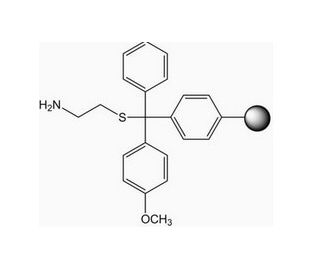 1-Aminoethane-2-thiol (cysteamine)-4-methoxytrityl resin - chemical structure image