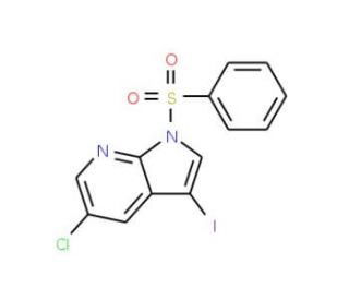 1-Benzenesulfonyl-5-chloro-3-iodo-1H-pyrrolo[2,3-b]pyridine (CAS 1001414-09-0) - chemical structure image