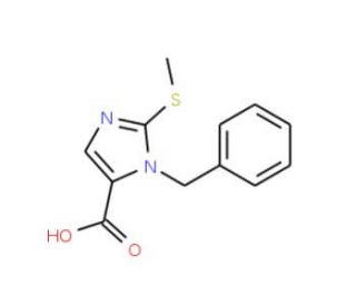 1-Benzyl-2-(methylthio)-1H-imidazole-5-carboxylic acid (CAS 403479-30-1) - chemical structure image