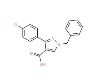 1-benzyl-3-(4-chlorophenyl)-1H-pyrazole-4-carboxylic acid - chemical structure image