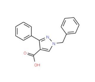 1-benzyl-3-phenyl-1H-pyrazole-4-carboxylic acid (CAS 905589-98-2) - chemical structure image