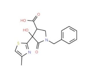 1-benzyl-4-hydroxy-4-(4-methyl-1,3-thiazol-2-yl)-5-oxopyrrolidine-3-carboxylic acid - chemical structure image