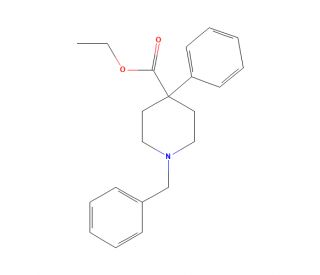 1-Benzyl-4-phenyl-4-piperidinecarboxylic Acid Ethyl Ester (CAS 59084-08-1) - chemical structure image