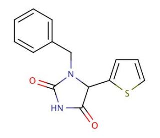 1-benzyl-5-thien-2-ylimidazolidine-2,4-dione - chemical structure image