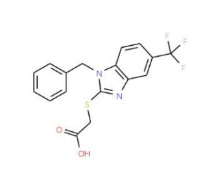 (1-Benzyl-5-trifluoromethyl-1H-benzoimidazol-2-ylsulfanyl)-acetic acid - chemical structure image