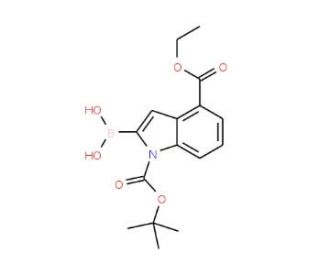 1-BOC-4-(ethoxycarbonyl)indole-2-boronic acid (CAS 1150114-37-6) - chemical structure image