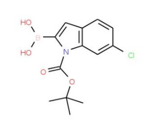 1-BOC-6-chloroindole-2-boronic acid (CAS 352359-22-9) - chemical structure image