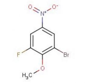 1-Bromo-3-fluoro-2-methoxy-5-nitrobenzene, 2-Bromo-6-fluoro-4-nitroanisole (CAS 875664-36-1) - chemical structure image