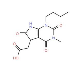 (1-Butyl-3-methyl-2,4,6-trioxo-2,3,4,5,6,7-hexahydro-1H-pyrrolo[2,3-d]pyrimidin-5-yl)-acetic acid - chemical structure image