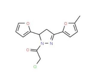 1-(chloroacetyl)-5-(2-furyl)-3-(5-methyl-2-furyl)-4,5-dihydro-1H-pyrazole - chemical structure image