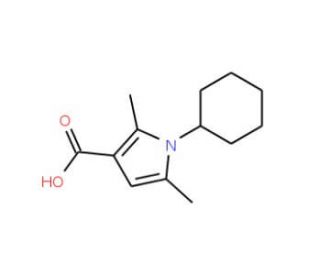 1-cyclohexyl-2,5-dimethyl-1H-pyrrole-3-carboxylic acid (CAS 797798-85-7) - chemical structure image