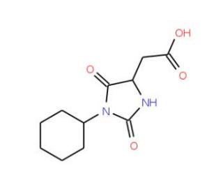 (1-Cyclohexyl-2,5-dioxo-imidazolidin-4-yl)-acetic acid (CAS 1008075-30-6) - chemical structure image
