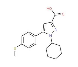1-Cyclohexyl-5-(4-methylsulfanylphenyl)-1H-pyrazole-3-carboxylic acid (CAS 1017781-24-6) - chemical structure image