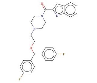 1-[Di-(4 Fluorophenyl)-methyloxo-ethyl]-4-[(indole-2yl)-carboxyl] piperzine - chemical structure image