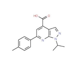 1-isopropyl-6-(4-methylphenyl)-1H-pyrazolo[3,4-b]pyridine-4-carboxylic acid - chemical structure image