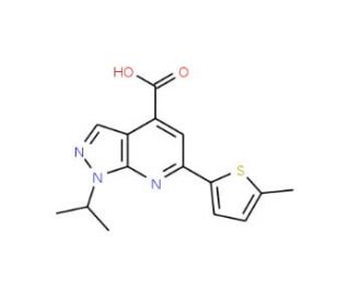 1-isopropyl-6-(5-methylthien-2-yl)-1H-pyrazolo[3,4-b]pyridine-4-carboxylic acid - chemical structure image