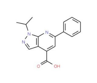 1-isopropyl-6-phenyl-1H-pyrazolo[3,4-b]pyridine-4-carboxylic acid - chemical structure image
