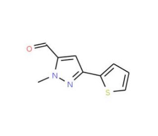 1-Methyl-3-thien-2-yl-1H-pyrazole-5-carboxaldehyde (CAS 879896-48-7) - chemical structure image